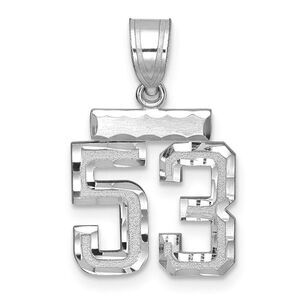 14k White Gold, Varsity Collection, Small D/C Pendant, Number 53